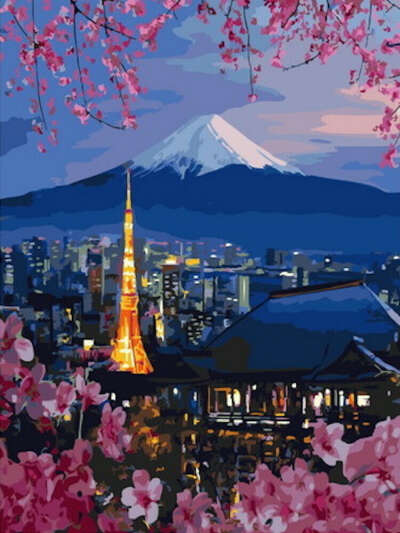 Картина по номерам "Японский пейзаж. Пейзаж. Достопримечательность." 40х50. Hobby Home.
