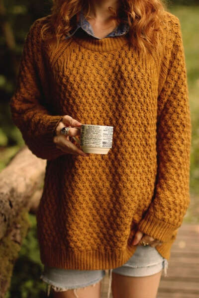 Тёплые вязаные свитера крупной вязки