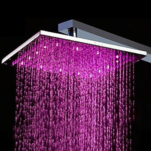 10 inch Brass Shower Head with Color Changing LED Light - FaucetSuperDeal.com