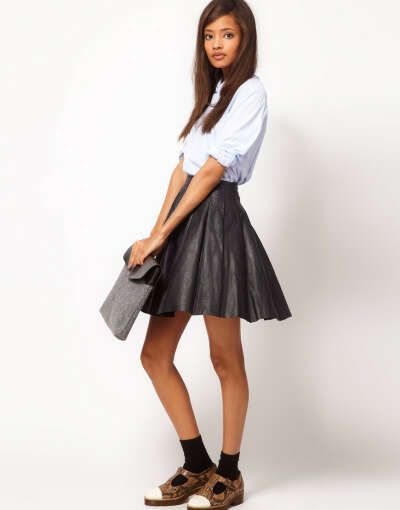 ASOS Premium Skirt in Pleated Leather