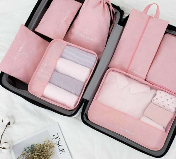 Органайзеры для чемодана розового цвета