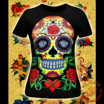 Черная футболка Sugar Skull