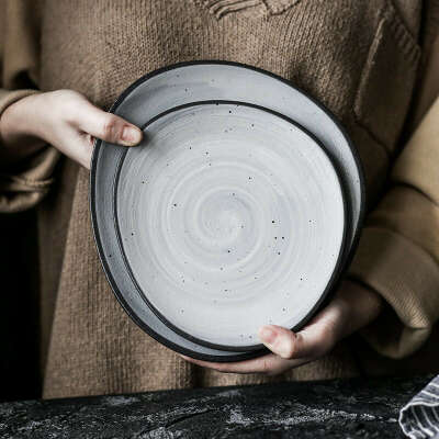 735.19руб. 50% СКИДКА|KINGLANG Одиночная керамическая тарелка в скандинавском стиле ретро, тарелка для стейка, еда, неглубокая тарелка, миска для риса|Блюдца и тарелки|   | АлиЭкспресс