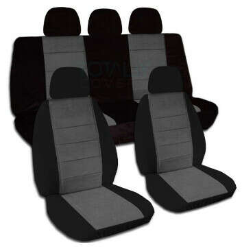 Full Set Two-Tone Car Seat Covers with 5 (2 Front + 3 Rear) Headrest Covers