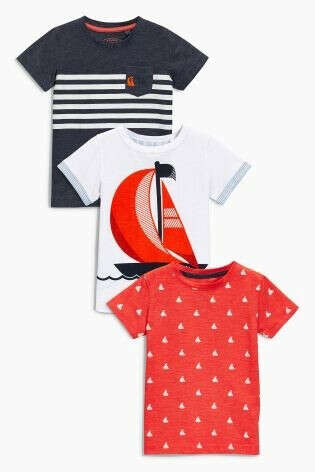 Набор из трех футболок с коротким рукавом (красная, темно-синяя и белая) размер 104-110