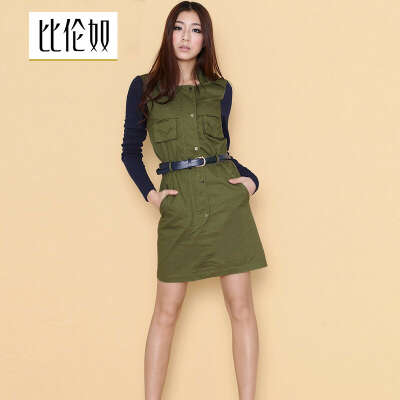Trumpet 2014 spring Women military wind patchwork long sleeve trench one piece dress female 206-inDresses from Apparel & Accessories on Aliexpress.com