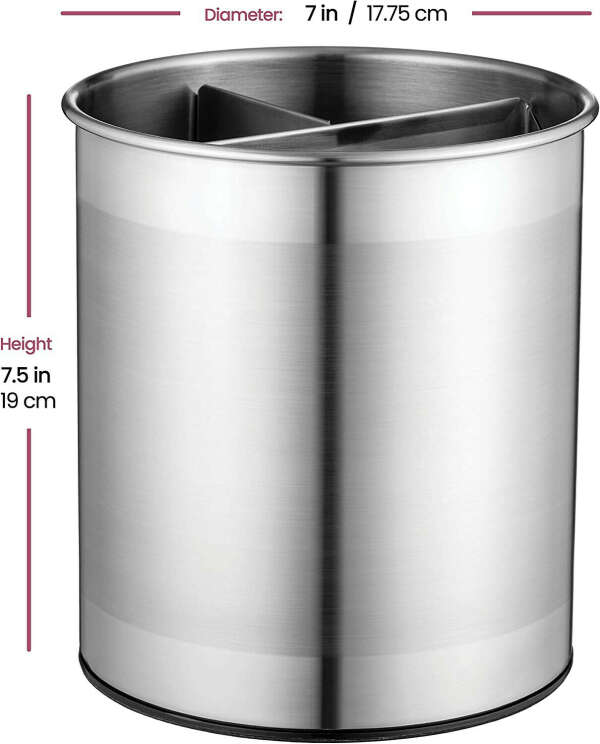 Extra Large Stainless Steel Kitchen Utensil Holder - 360° Rotating Utensil Caddy - Weighted Base for Stability - Utensil Crock With Removable Divider for Easy Cleaning - Countertop Utensil Organizer. : Amazon.ca: Home