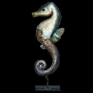 Metal and Capiz Seahorse Statue -17