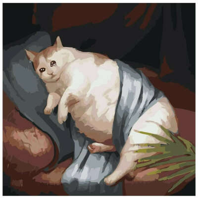 картина по номерам на холсте Толстый котик