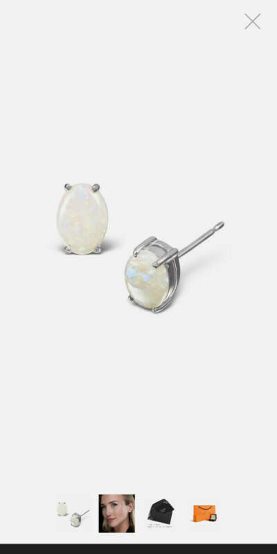 OPAL 7 X 5MM AND 9K WHITE GOLD EARRINGS