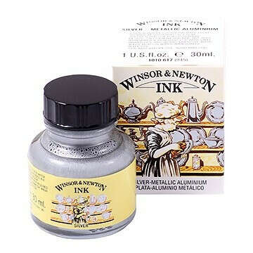 Тушь WINSOR&NEWTON серебряная, банка 30мл