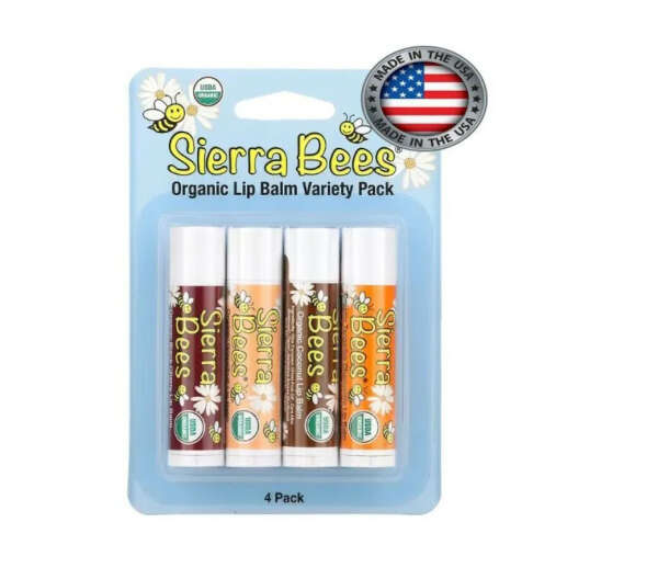 Sierra Bees, набор органических бальзамов для губ, 4 штуки
