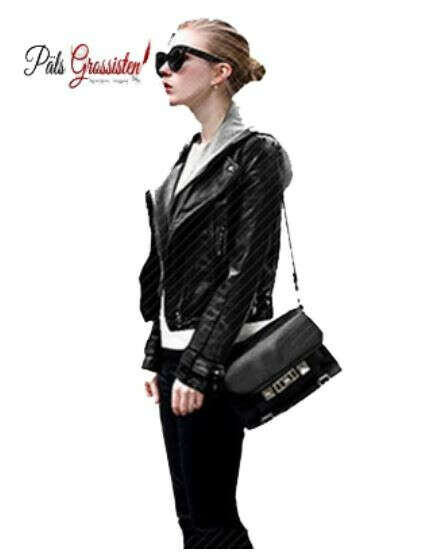 Konst läder jacka av hög kvalite – svart – dam – med hood luva