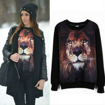 New 2013 Big Size Women&#039;s Winter Coats Leopard Tiger Hoodies Long Sleeve Pullover Women&#039;s Animal Warm Sweatshirt Lion 80231-in Hoodies & Sweatshirts from Apparel & Accessories on Aliexpress.com