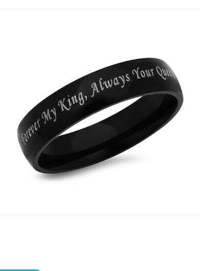Forever My King, Always Your Queen Stainless Steel Black Promise Ring