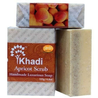 МЫЛО НАТУРАЛЬНОЕ СКРАБ АБРИКОС КХАДИ (APRICOT SCRUB KHADI), ИНДИЯ, 125 ГР