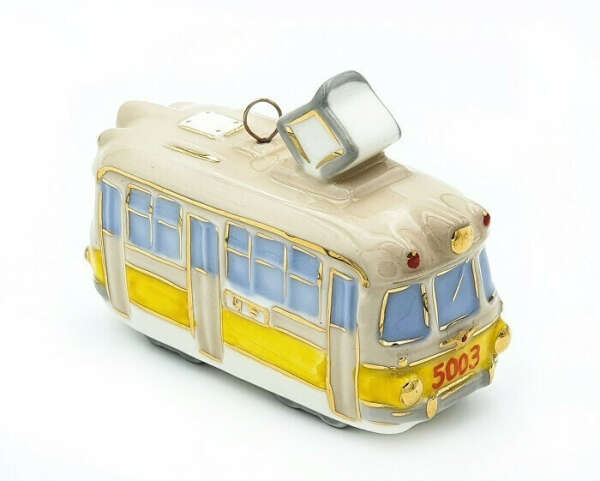 Ёлочная игрушка Трамвай Фарфоровая Мануфактура