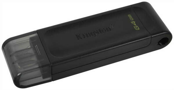 USB 3.0 64GB Kingston DataTraveler 70 (USB 3.0/3.2 + Type C) чёрный