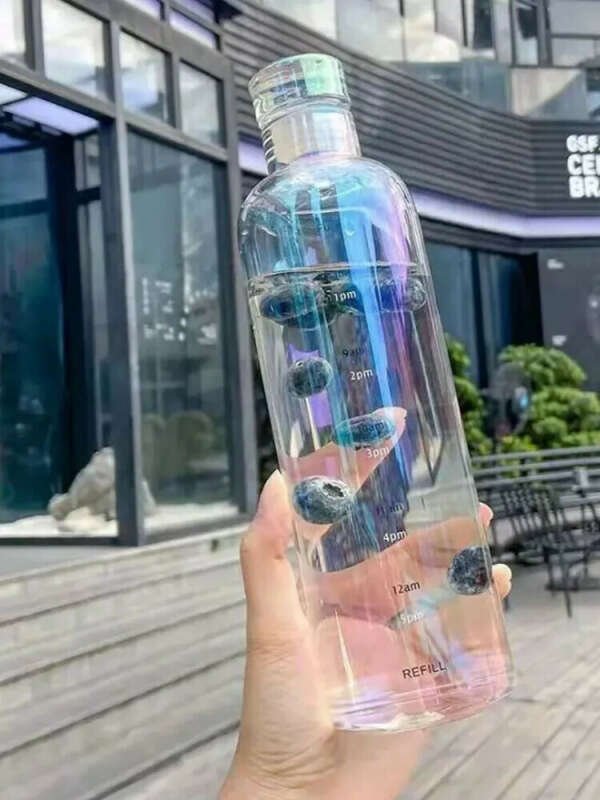 Бутылка для воды стеклянная с чехлом со стеклянной крышкой 550мл