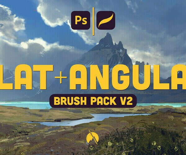 FLAT+ANGULAR Brushes - 42 Stylized Brushes for Photoshop & Procreate + Demo Videos