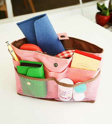 Органайзер для сумки Bag In Bag M (разные цвета) / Розовый