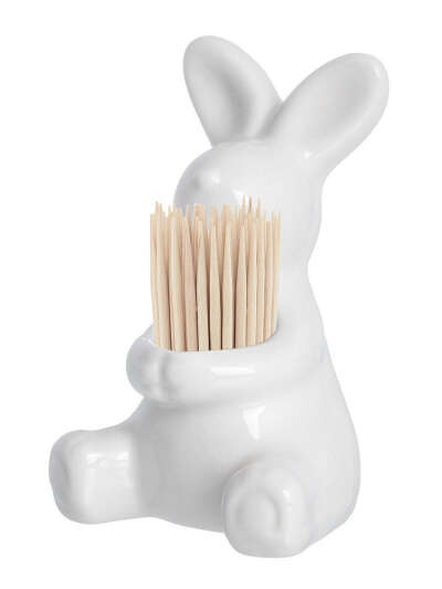 Белая вазочка-кролик под зубочистки