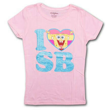 Spongebob Squarepants Love Girls Youth 7-16 Pink t-shirt