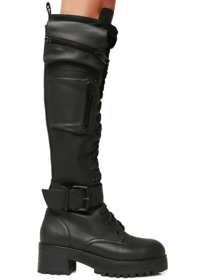 Obsidian Pocket Combat Boots