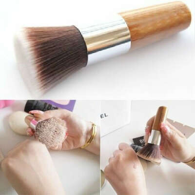 Flat Top Buffer Foundation Powder Brush Cosmetic Makeup Basic Tool Wooden Handle