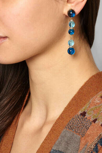 Etro - Gold-plated, bead and Swarovski crystal earrings