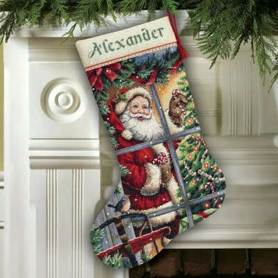 Dimensions Candy Cane Santa Stocking