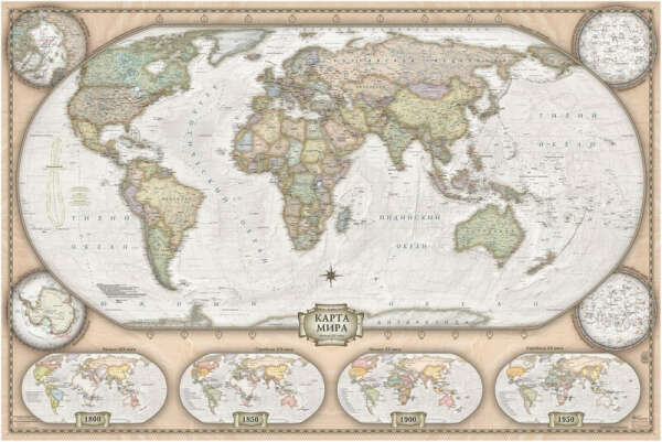 Ретро-карта мира на отвесах