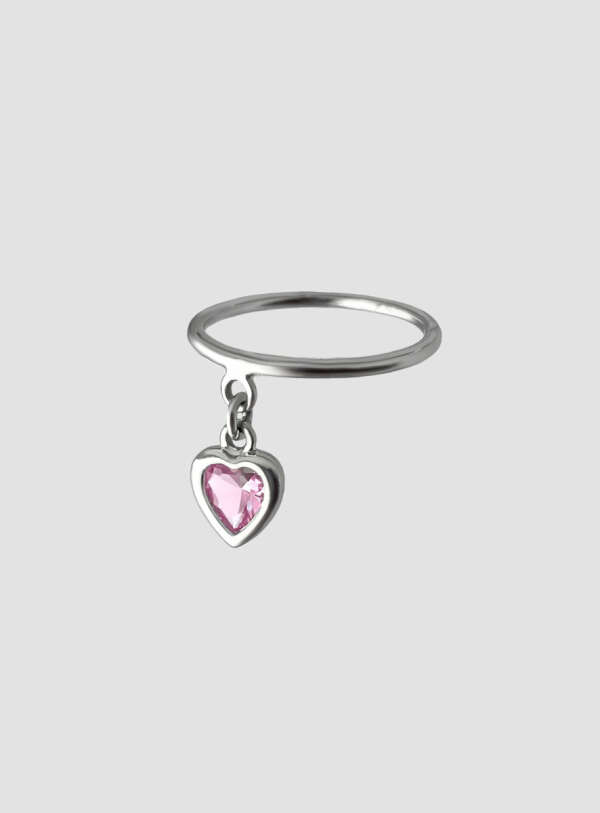 Кольцо с трепещущим сердцем (розовый). Размер 16