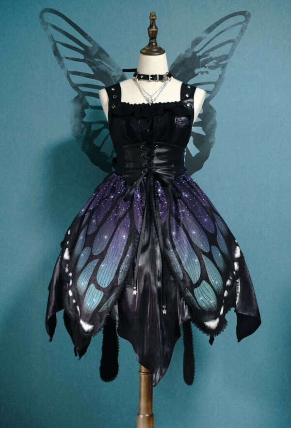 BUTTERFLY OF THE NIGHT GOTHIC LOLITA STEAMPUNK DRESS