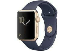 Apple Watch Series 2, 42 мм, корпус из золотистого алюминия, спортивный ремешок тёмно‑﻿синего цвета
