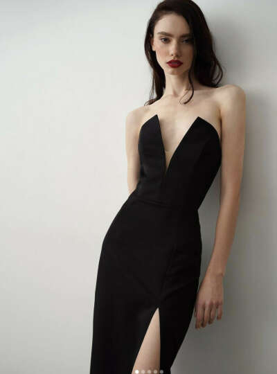 Платье-миди корсетное с глубоким декольте, черный, размер S