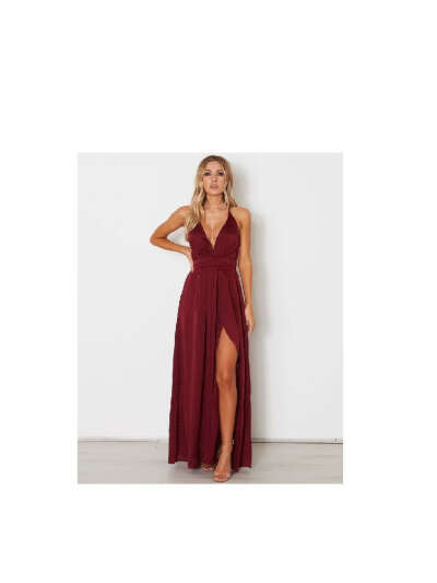 2018 A-line Spaghetti Straps Prom Dresses Custom Burgundy Long Prom Dresses Evening Dress AMY1149