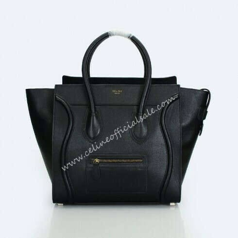 Celine Mini Black Litchi Grain Leather Bag