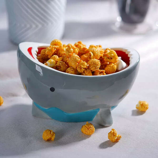 Cute Shark Attack Bowl Single Large Creative Personality Household Ceramic Bowl Cartoon Fruit Food Snack Storage Box Bowl
