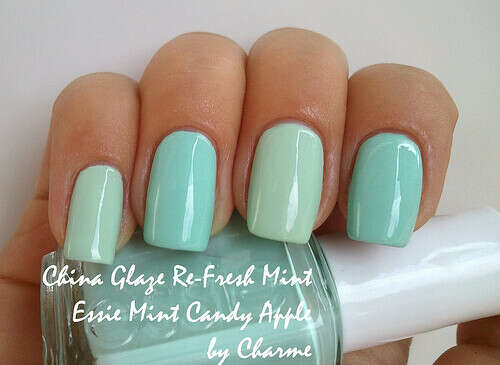 China Glaze Re-fresh Mint / Essie Mint Candy Apple