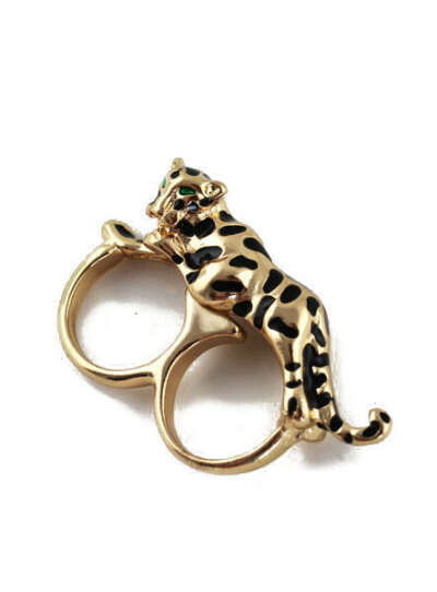 золотое кольцо леопарда двух пальцев