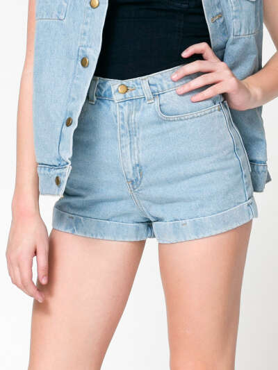 Medium Wash High-Waist Jean Cuff Short