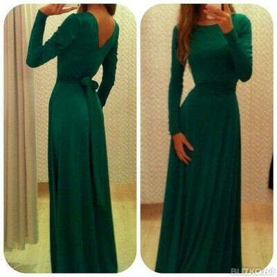 Зеленое платье в пол