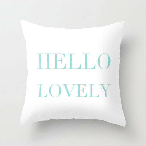 Velveteen Pillow - Hello Lovely - Aqua Blue Throw Pillow - Accent Pillow - Decorative Pillow - Girls Room Decor - Teen Decor - Tiffany Blue