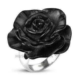 Кольцо с черной розой