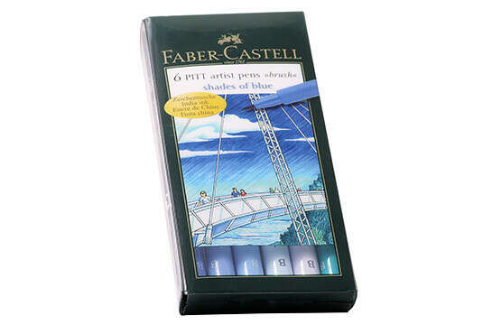 Faber-Castell PITT artist pens (оттенки синего, 6 ручек)