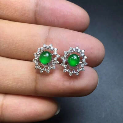 Natural Jade Earrings Jadeite Earrings NEG95