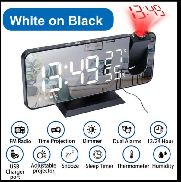 Смарт-будильник, часы, настольные электронные часы, USB будильник, часы с проектором времени 180 °