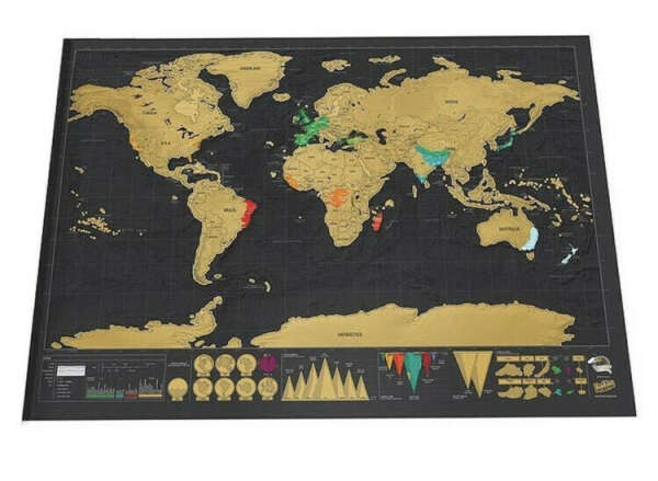 Карта мира для путешествий (скретч) на стену