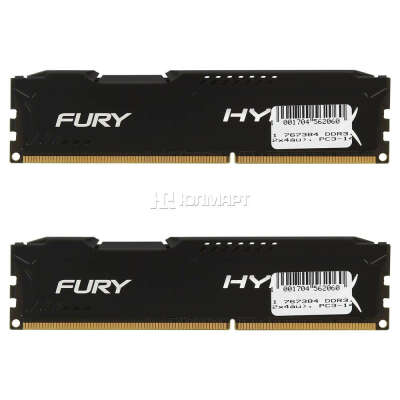 DIMM DDR3, 8ГБ (2x4ГБ), Kingston HyperX FURY black, HX318C10FBK2/8